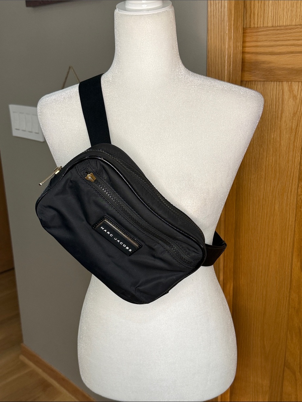 Marc Jacobs Black Nylon Belt Bag with Gold-Tone Accents